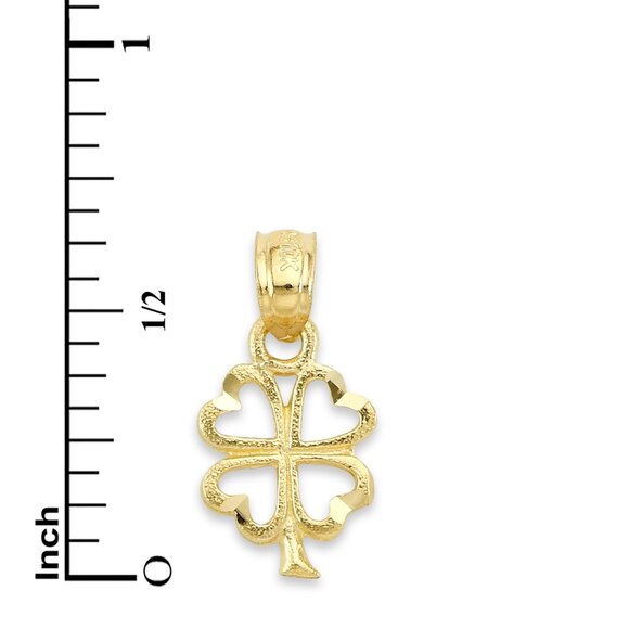 Solid 14k Gold Clover Pendant - Good Luck Charm Symbol Jewelry - Picture 4 of 5
